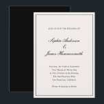 Elegante Calligraphie Cream White Black Wedding Einladung<br><div class="desc">Elegante,  formale und klassische Hochzeitseinladung mit Kalligraphie-Schrift-Typografie für die Namen des Paares,  cremeweißer Hintergrund,  ein eleganter Rahmen auf der Vorderseite und ein schwarzer Backer. Passen Sie es mit Ihren eigenen Hochzeitsinformationen an.</div>