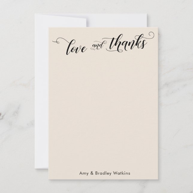 Elegante Calligraphie Danke, einfache Cream Dankeskarte (Vorderseite)