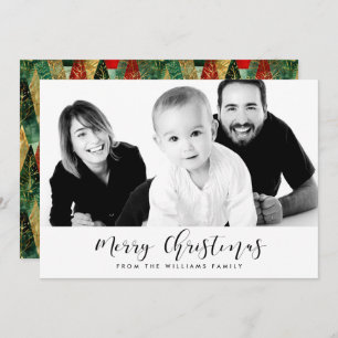 Elegante Calligraphie Frohe Weihnachtsfamilie Foto Feiertagskarte