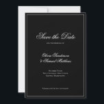 Elegante Calligraphie Klassische Schwarze Grenzhoc Save The Date<br><div class="desc">Die Einführung unserer eleganten Kalligrafie Wedding Save the Date: ein klassisches, schwarz-weißes Design, das zeitlosen Charme ausstrahlt. Mit einer aufwändigen Kalligraphie und einem personalisierten Monogramm auf der Rückseite, erfasst dies Save the Date das Wesen von Romantik und Raffinesse. Einfach und doch faszinierend, Set es den perfekten Ton für Ihren unvergesslichen...</div>