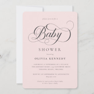 Elegante Calligraphie Modernes Script Blue Baby Du Einladung