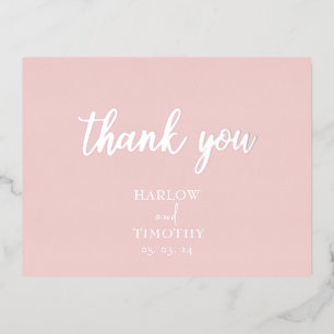 Elegante Calligraphie Monogram Pink Wedding Folie Einladungspostkarte