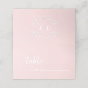 Elegante Calligraphie Monogram Pink Wedding Platzkarte