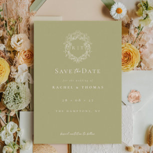 Elegante Calligraphie Monogram Sage Wedding Save The Date