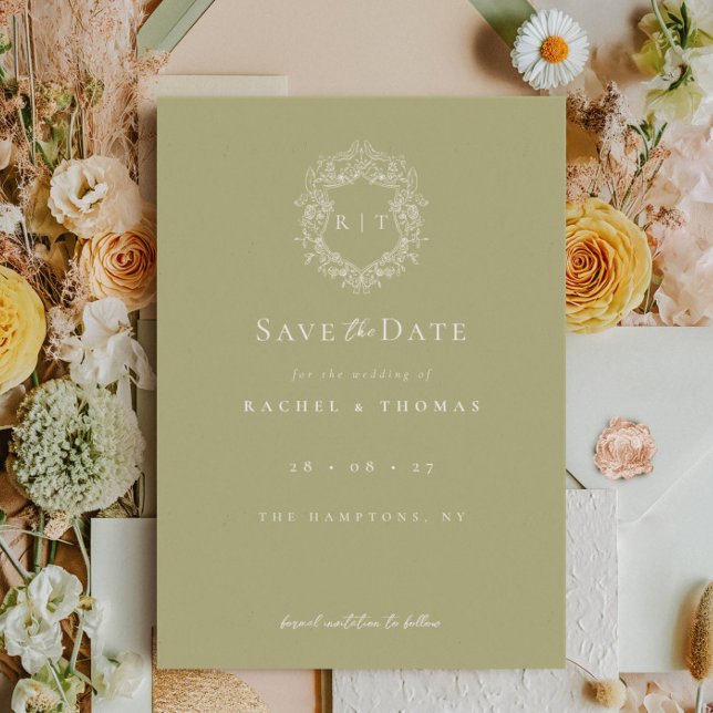 Elegante Calligraphie Monogram Sage Wedding Save The Date (Von Creator hochgeladen)