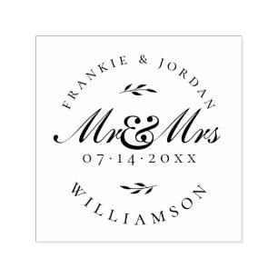 Elegante Calligraphie Mr. & Mrs. Wedding Save the  Permastempel