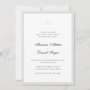 Elegante Calligraphie Script Monogram White Weddin Einladung