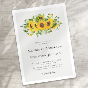 Elegante Calligraphie Sonnenblumenhochzeit Einladung