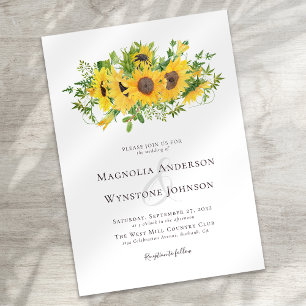 Elegante Calligraphie Sonnenblumenhochzeit Einladung