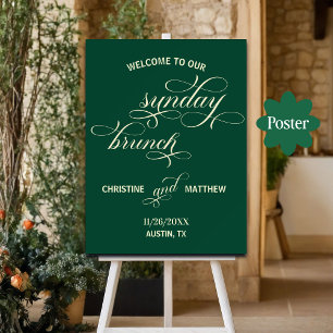 Elegante Calligraphie Sonntagsbrunch Aquamariner E Poster