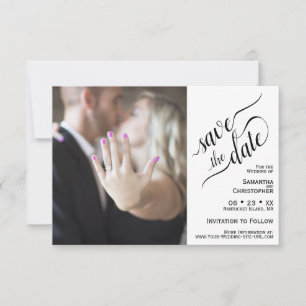 Elegante Calligraphie White 2 Pane Foto Hochzeit Save The Date