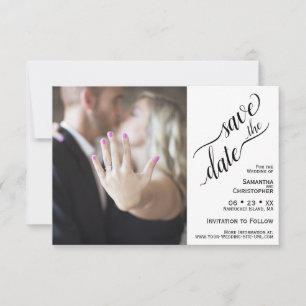 Elegante Calligraphie White Minimalistisch Wedding Save The Date