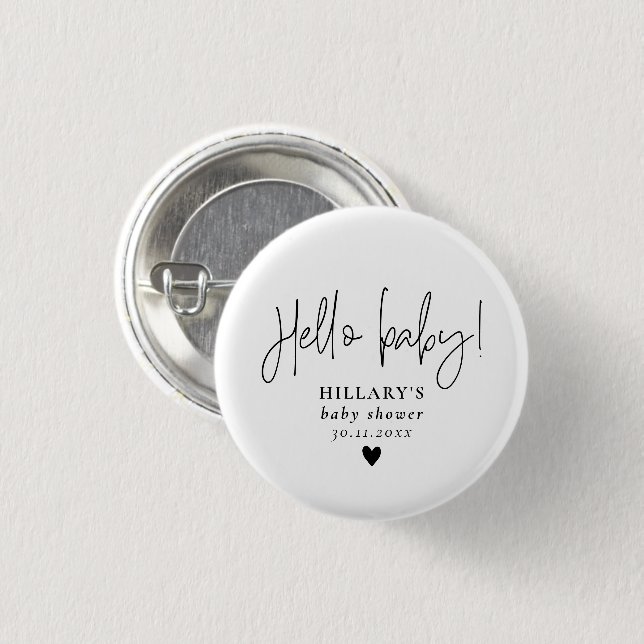 Elegante Calligraphy Baby Shower Button (Vorne & Hinten)