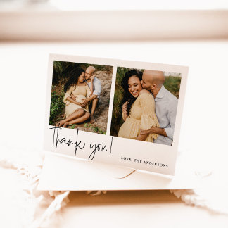 Elegante Calligraphy Baby Shower Dankeskarte