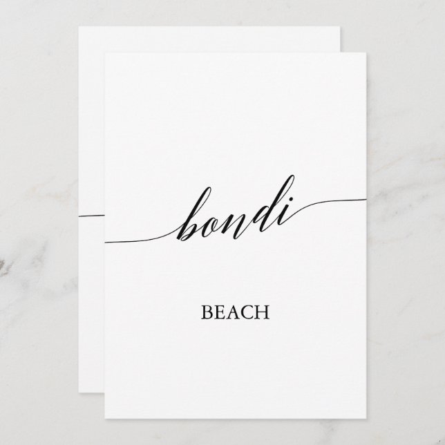 Elegante Calligraphy Bondi Beach Tischnummer (Vorne/Hinten)