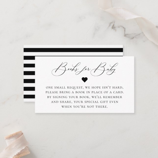 Elegante Calligraphy Book Request Enclosure Card Platzkarte (Vorderseite/Rückseite Beispiel)