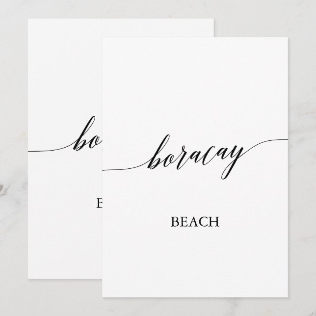Elegante Calligraphy Boracay Beach Tischnummer (Vorne/Hinten)