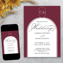 Elegante Calligraphy Burgundy Mit Monogramm Weddin