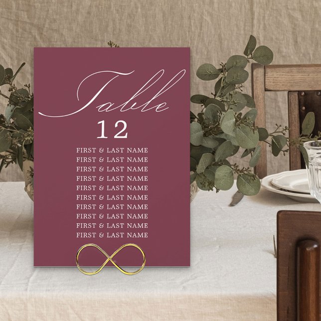 Elegante Calligraphy Burgundy Table Seating Card Einladung (Von Creator hochgeladen)