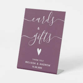 Elegante Calligraphy Burgundy Wedding Cards & Gift Sockelschild