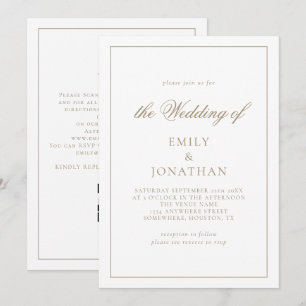 Elegante Calligraphy Champagne Gold Wedding Einladung