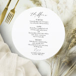 Elegante Calligraphy Circle Wedding Menu Card Einladung<br><div class="desc">Erleben Sie die zeitlose Eleganz Ihres besonderen Tages mit unserer schlichten,  schicken Kalligraphie Schwarz-Weiß Hochzeitssuite.</div>