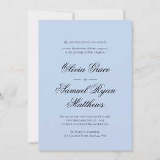 Elegante Calligraphy Classic Dusty Blue Wedding Einladung