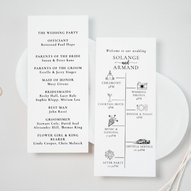 Elegante Calligraphy Classic Timeline Wedding Programm (Von Creator hochgeladen)