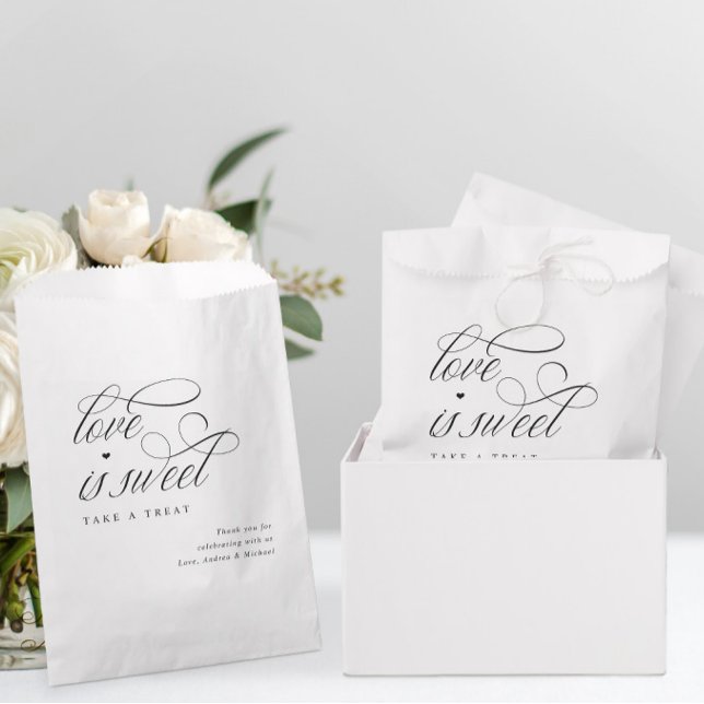 Elegante Calligraphy Classy Luxury Wedding Geschenktütchen (Elegant Wedding Favor Bags - Wedding Candy Bags - Luxury Calligraphy Script Fancy Heart)