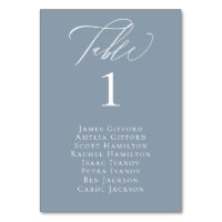 Elegante Calligraphy Dusty Blue Seating Table Card
