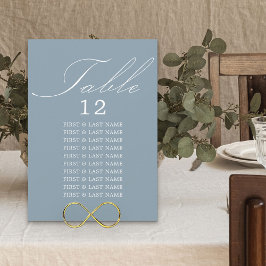 Elegante Calligraphy Dusty Blue Table Seating Card Einladung