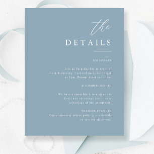 Elegante Calligraphy Dusty Blue Wedding Details Begleitkarte
