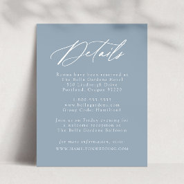 Elegante Calligraphy Dusty Blue Wedding Details Begleitkarte