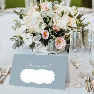 Elegante Calligraphy Dusty Blue Wedding vorbehalte Platzkarte