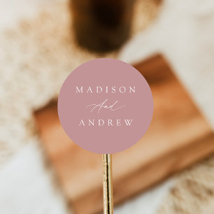 Elegante Calligraphy Dusty Rose Wedding Runder Aufkleber