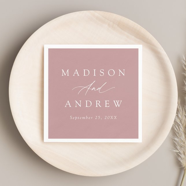 Elegante Calligraphy Dusty Rose Wedding Serviette (Von Creator hochgeladen)