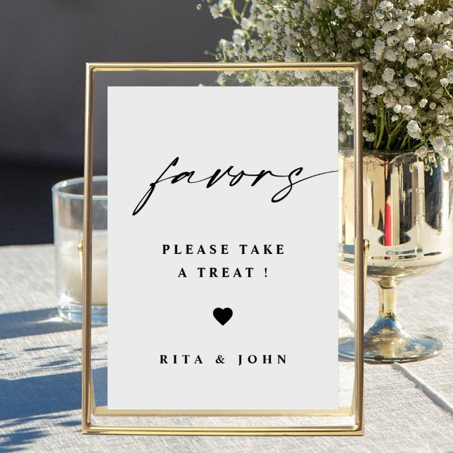 Elegante Calligraphy Fevor Wedding Table Sign Poster (Von Creator hochgeladen)