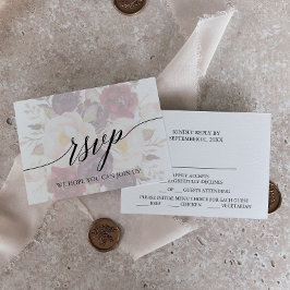 Elegante Calligraphy Floral Menü Auswahl RSVP Kart Karte