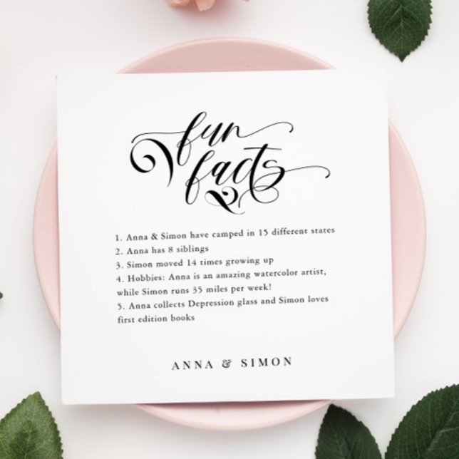Elegante Calligraphy Fun Fakten Hochzeiten von Nap Serviette (Von Creator hochgeladen)