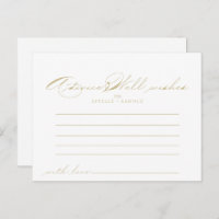 Elegante Calligraphy Gold Wedding Advice Card