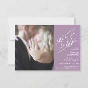 Elegante Calligraphy Lavender 2 Pane Foto Wedding Save The Date