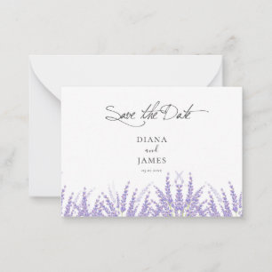 Elegante Calligraphy Lavender Save the Date Mitteilungskarte