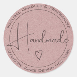 Elegante Calligraphy Lilac Lila Handmade Labels Runder Aufkleber