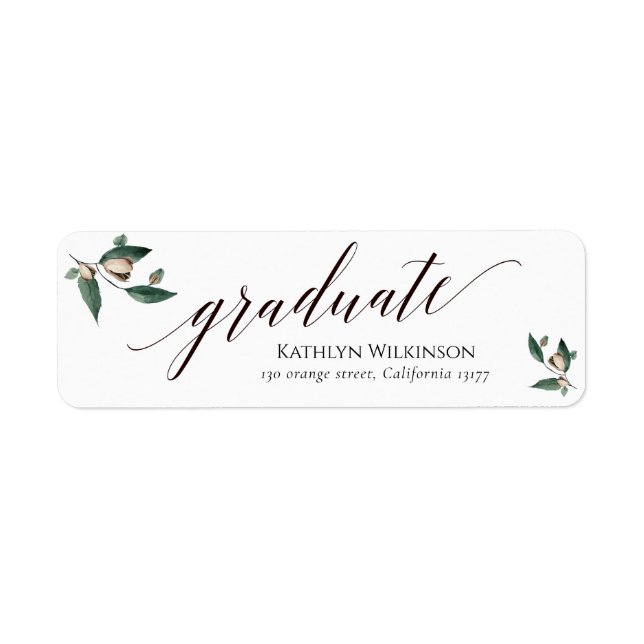 Elegante Calligraphy Magnolia Abschluss Adresse (Vorne)