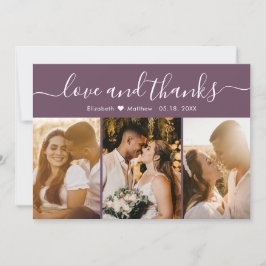 Elegante Calligraphy Mauve Multiple Foto Wedding Dankeskarte