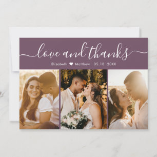 Elegante Calligraphy Mauve Multiple Foto Wedding Dankeskarte