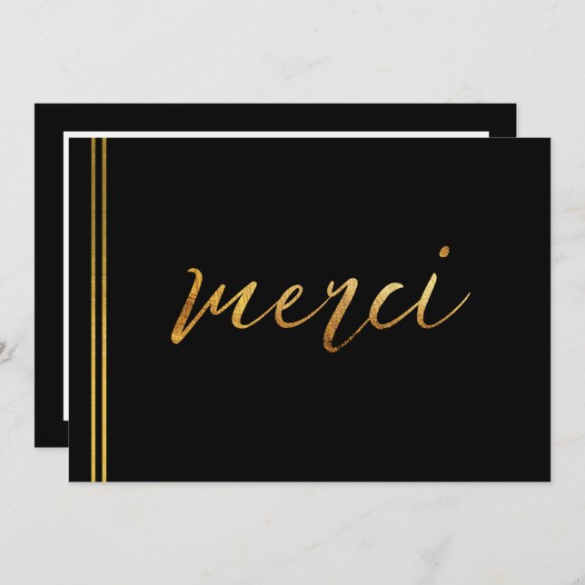 Elegante Calligraphy Merci Custom Dankeschön Card Einladung (Vorne/Hinten)