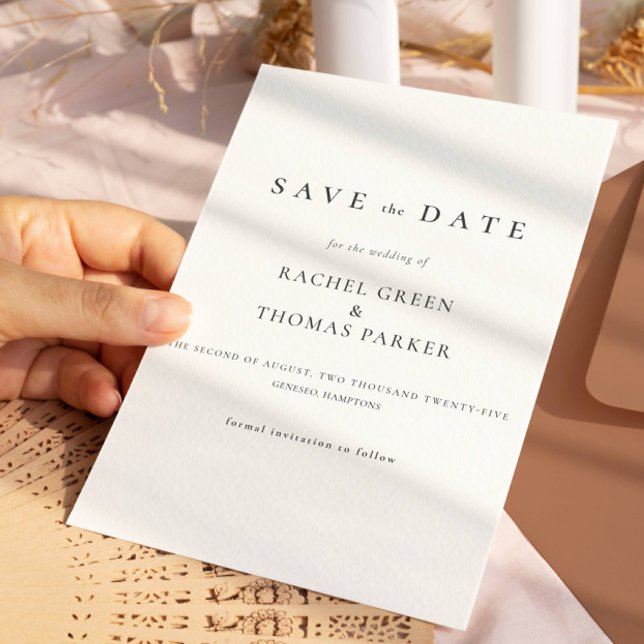 Elegante Calligraphy Monogram Schwarz-weiß Wedding Save The Date (Von Creator hochgeladen)