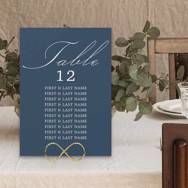 Elegante Calligraphy Navy Blue Table Seating Card Einladung (Von Creator hochgeladen)
