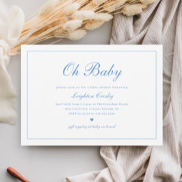Elegante Calligraphy Oh Baby Boys Baby Shower Einladung